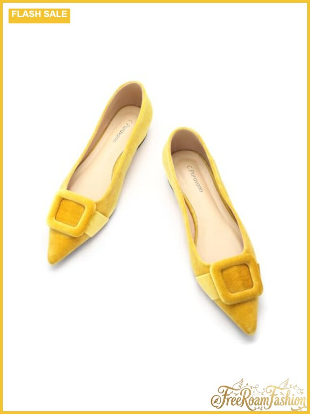 Velvet Pointed Toe Ballet Flats Memory Foam Insole Business Casual